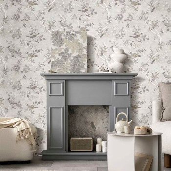 Papel de Parede Folhas e Flores - Thema - 28841 - Lavável, TNT, Texturizado 