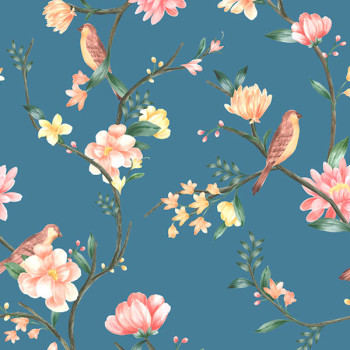 Papel de Parede Folhas e Flores - Botânica - 81185 - Vinílico