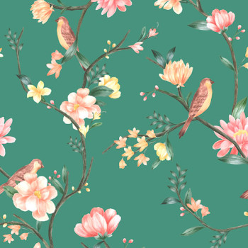 Papel de Parede Folhas e Flores - Botânica - 81246 - Vinílico