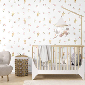 Papel de Parede Folhas e Flores - Doce Bebê 2 - DB830 - Vinílico