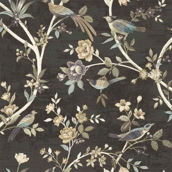 Papel de Parede Folhas e Flores - Thema - 28847 - Lavável, TNT, Texturizado 