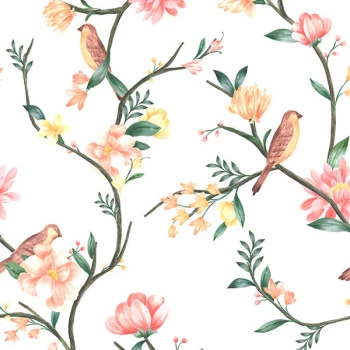 Papel de Parede Folhas e Flores - Botânica - 81222 - Vinílico