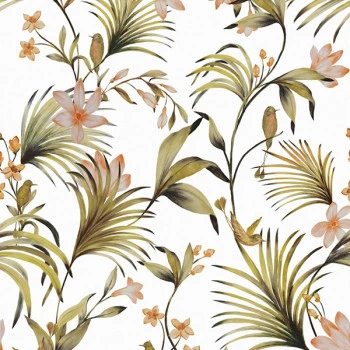 Papel de Parede Folhas e Flores - Flora - 84391 - Vinílico