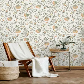 Papel de Parede Folhas e Flores - Le Jardin - B19904 - Vinílico