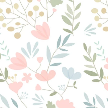 Papel de Parede Folhas e Flores - Doce Bebê 1 - DB740 - Vinílico
