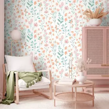 Papel de Parede Folhas e Flores - Le Jardin - M88305 - Vinílico