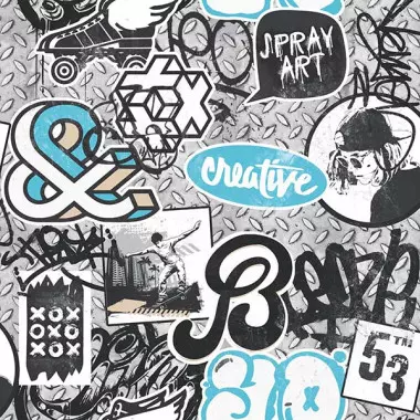 Papel de Parede Skate - Free Style - L158-11 - Vinilizado